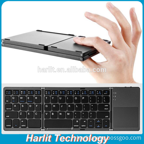 Hot Sell Triple Foldable Bluetooth Keyboard With Trackkpad Mouse Compatible With IOS Win Android System Device